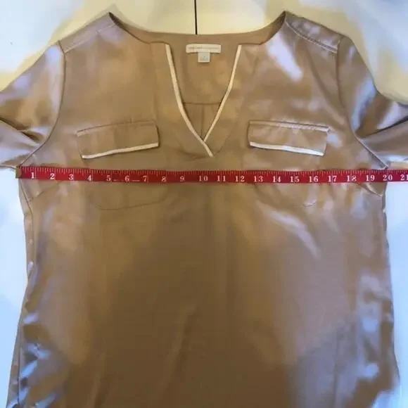 New York & Company Gold Silky Shirt - Size S - Picture 5 of 6